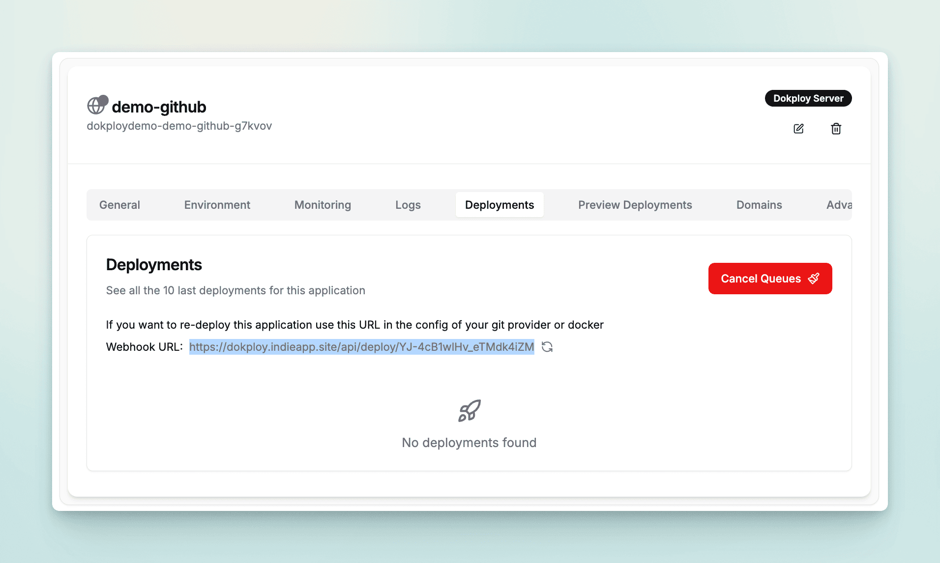 deployment webhook url