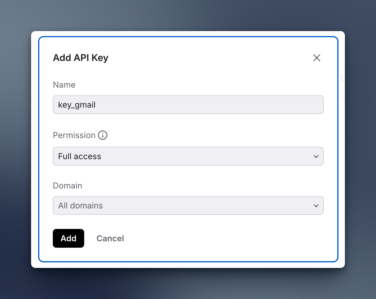 resend add api key