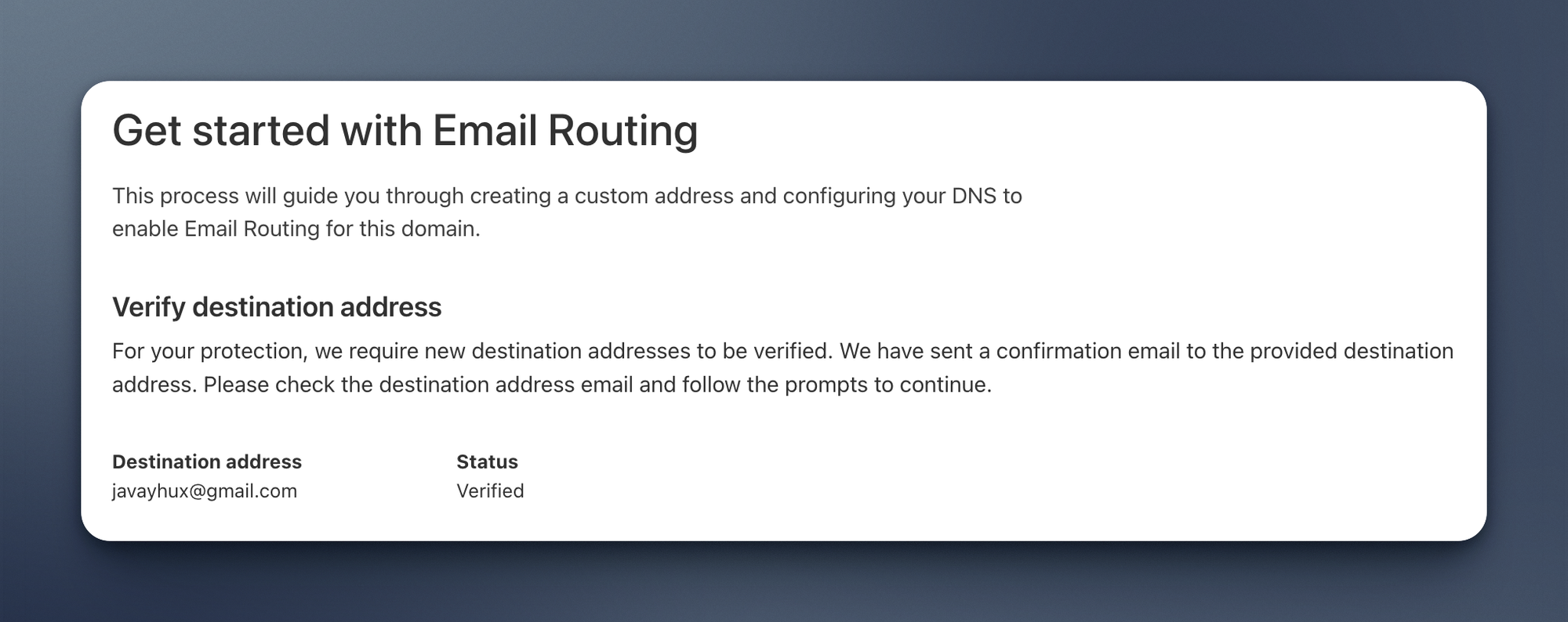 cloudflare verify destination address