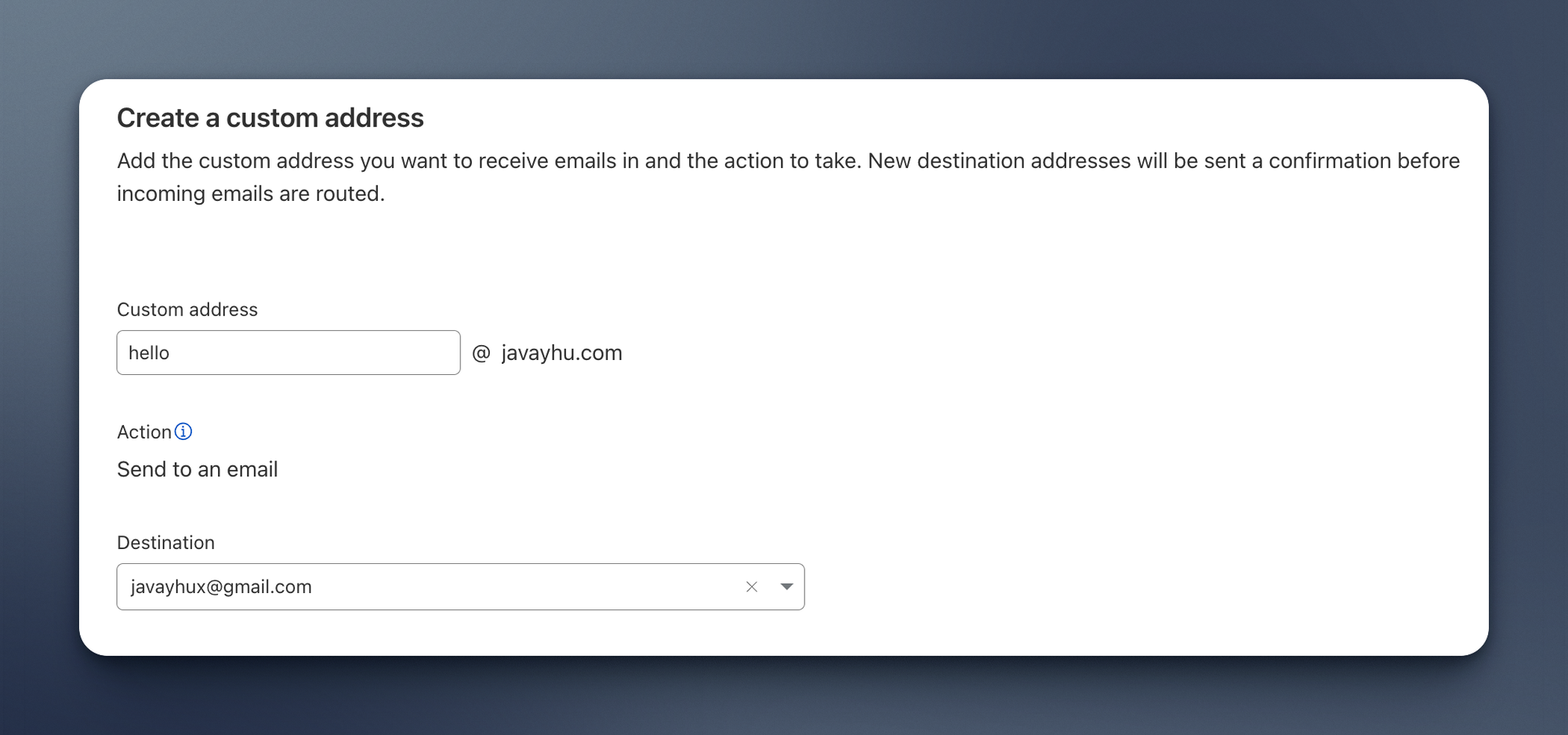 cloudflare custom address