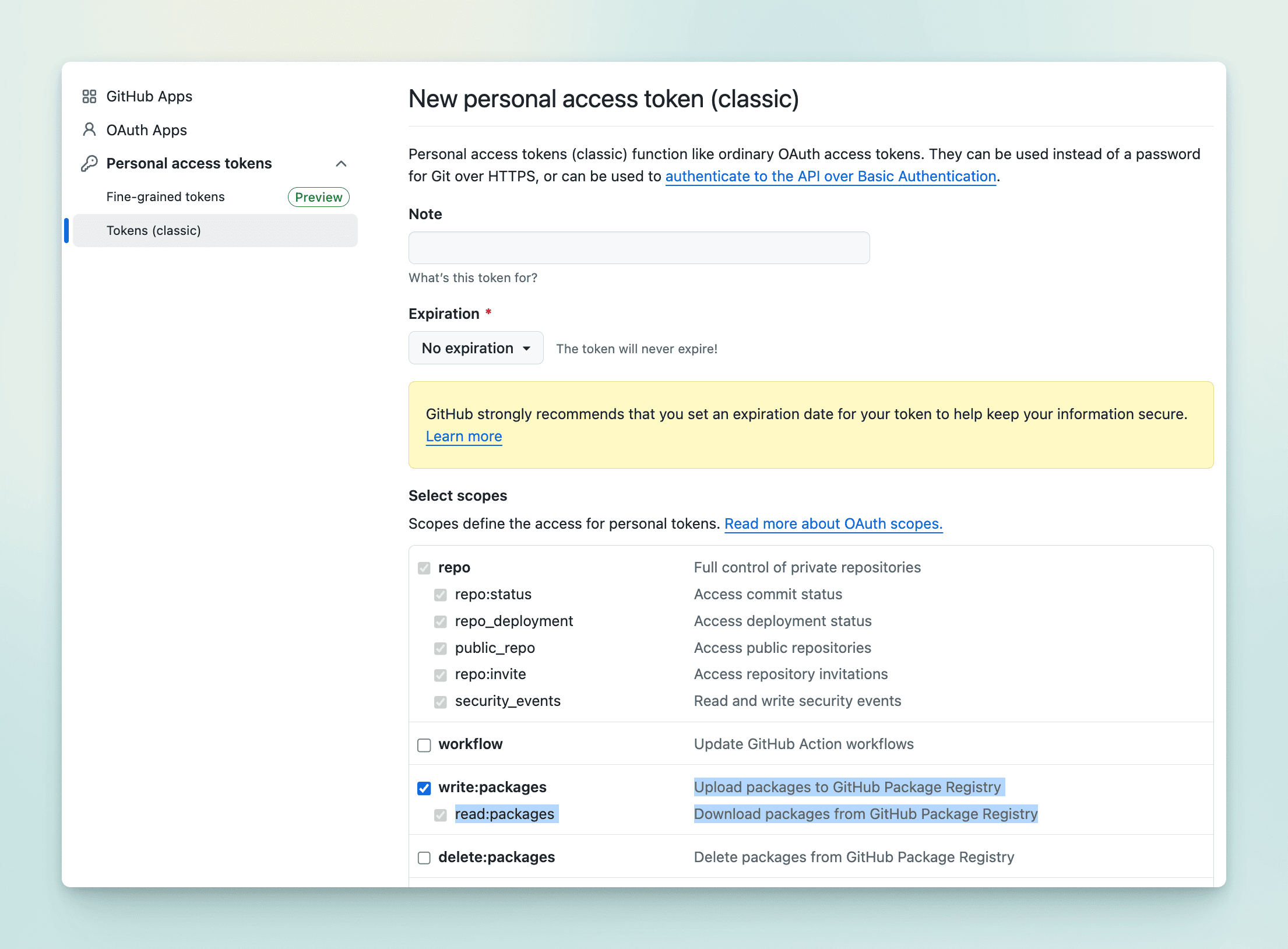 personal access token